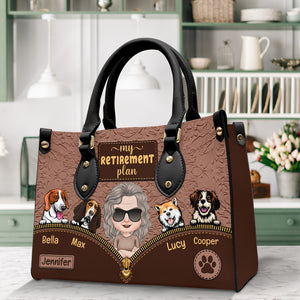 Dog Lover's Retirement Plan Bag, Personalized Leather Bag, Retirement Gift, Birthday Gift For Dog Mom/Dad - Leather Bag - GoDuckee