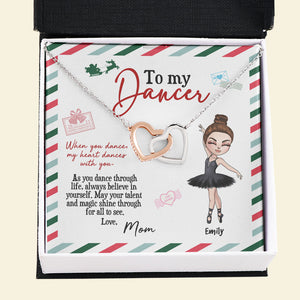 Personalized Ballet Daughter - Interlocking Hearts Necklace - To My Dancer Message Card - From Mom - Jewelry - GoDuckee