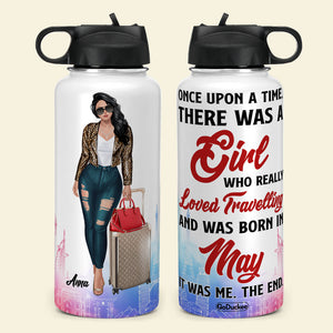 Personalized Girl Trip Water Bottle - Once Upon A Time There Was A Girl Who Really Loved Travelling - Water Bottles - GoDuckee