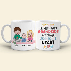 Side By Side Or Miles Apart Grandkids Are Always Close To The Heart, Family Grandkids White Mug - Coffee Mug - GoDuckee