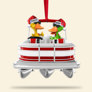 Pontoon Trip Duck Personalized Acrylic Ornament, Christmas Tree Decor - Ornament - GoDuckee