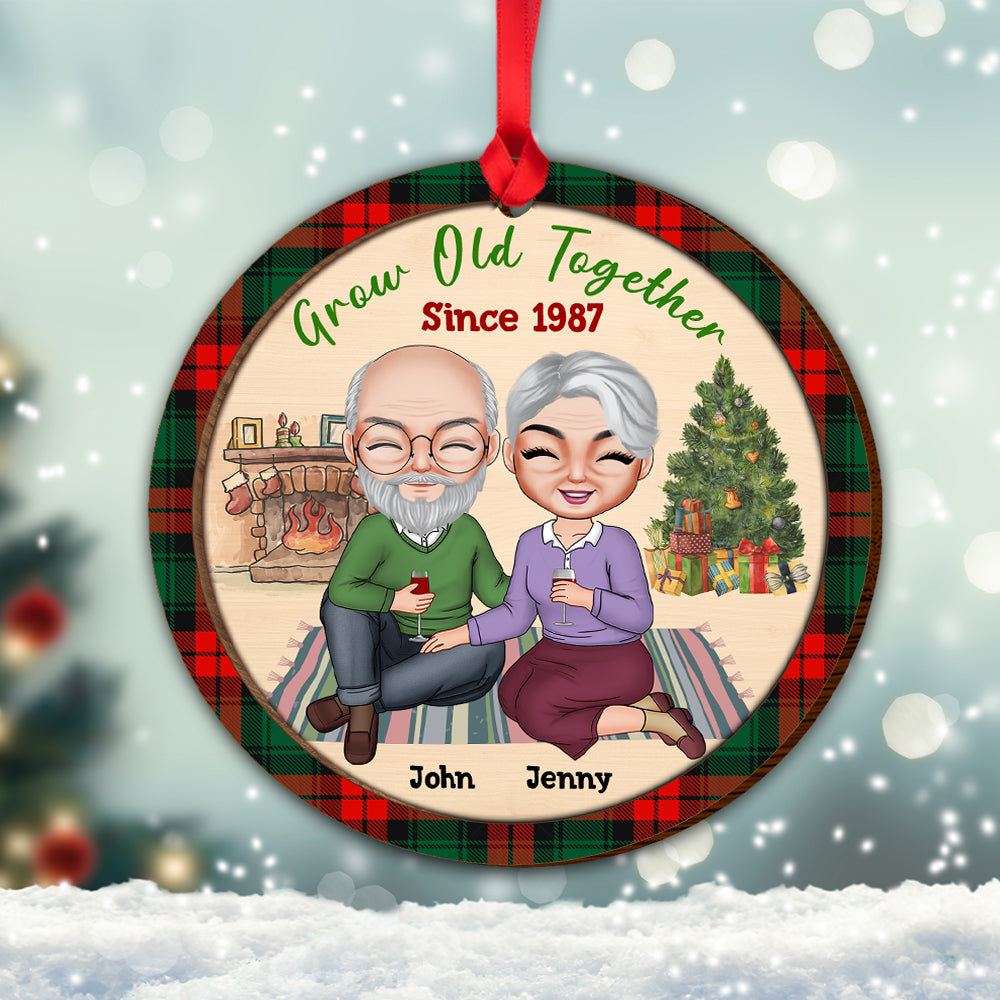 Grow Old Together Personalized Old Couple Ornament, Christmas Tree Decor - Ornament - GoDuckee