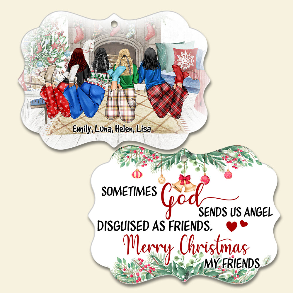 Sometimes God Send Us Angels - Personalized Christmas Ornament - Christmas Gift For Best Friends, Soul Sisters - Ornament - GoDuckee