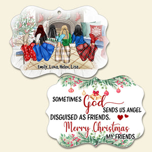Sometimes God Send Us Angels - Personalized Christmas Ornament - Christmas Gift For Best Friends, Soul Sisters - Ornament - GoDuckee