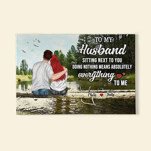 Personalized Couple Canvas Print, Forest Lake View, Sitting Next To You Means Everything To Me, - Poster & Canvas - GoDuckee