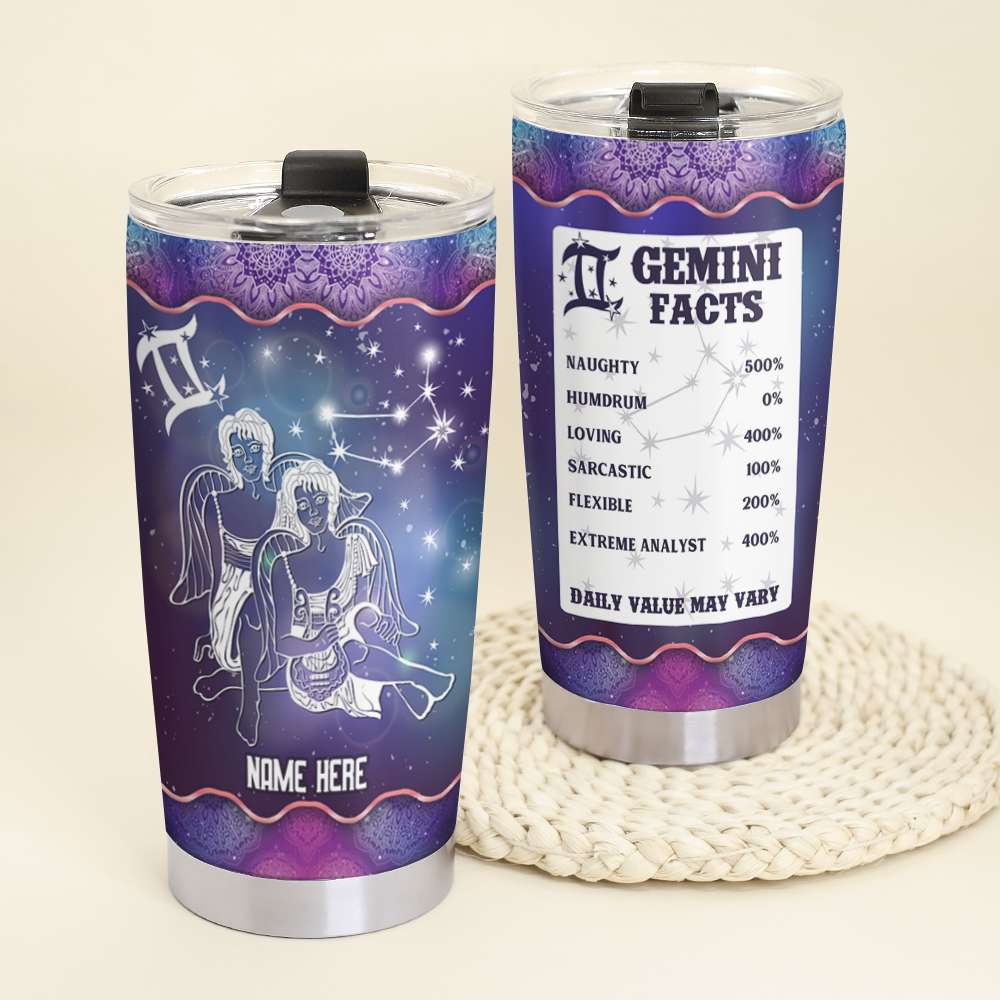 Horoscope Zodiac Gemini Facts - Personalized Tumbler Cup - Gemini Gifts - Tumbler Cup - GoDuckee