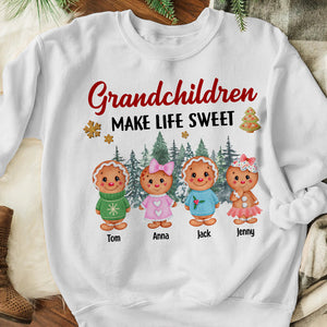 Grandchildren Make Life Sweet Personalized Gingerbread Grandma Shirt, Gift For Family - Shirts - GoDuckee
