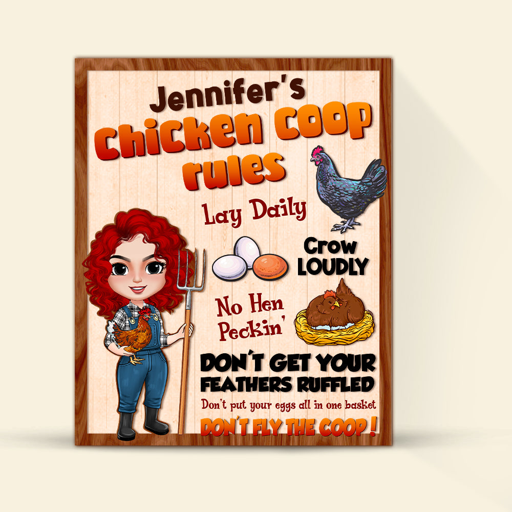 Chicken Coop Rules - Personalized Layers Wood Sign - Wood Sign - GoDuckee