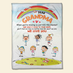 Dear Grandma, Gift For Grandma, Personalized Blanket, Grandkid Blanket, Anniversary Gift - Blanket - GoDuckee