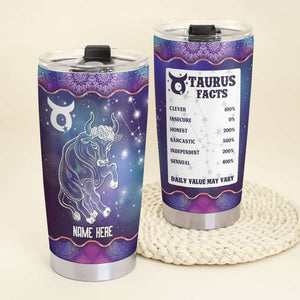 Horoscope Zodiac Taurus Facts - Personalized Tumbler Cup - Taurus Gifts - Taurus Horoscope - Tumbler Cup - GoDuckee