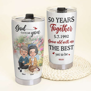 Grow Old With Me The Best Yet To Be, Couple Anniversary Personalized Tumbler - Tumbler Cup - GoDuckee