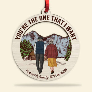 You're The One That I Want, Personalized Old Couple Wood Ornament, Christmas Gift - Ornament - GoDuckee