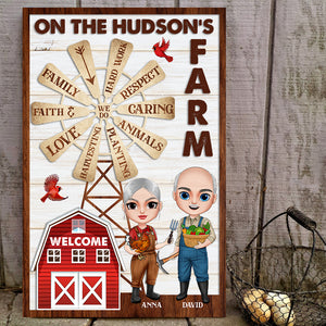 Hard Work Respect Caring Personalized Farmer Layered Wood Sign Stand, Gift For Elder Couple - Wood Sign - GoDuckee