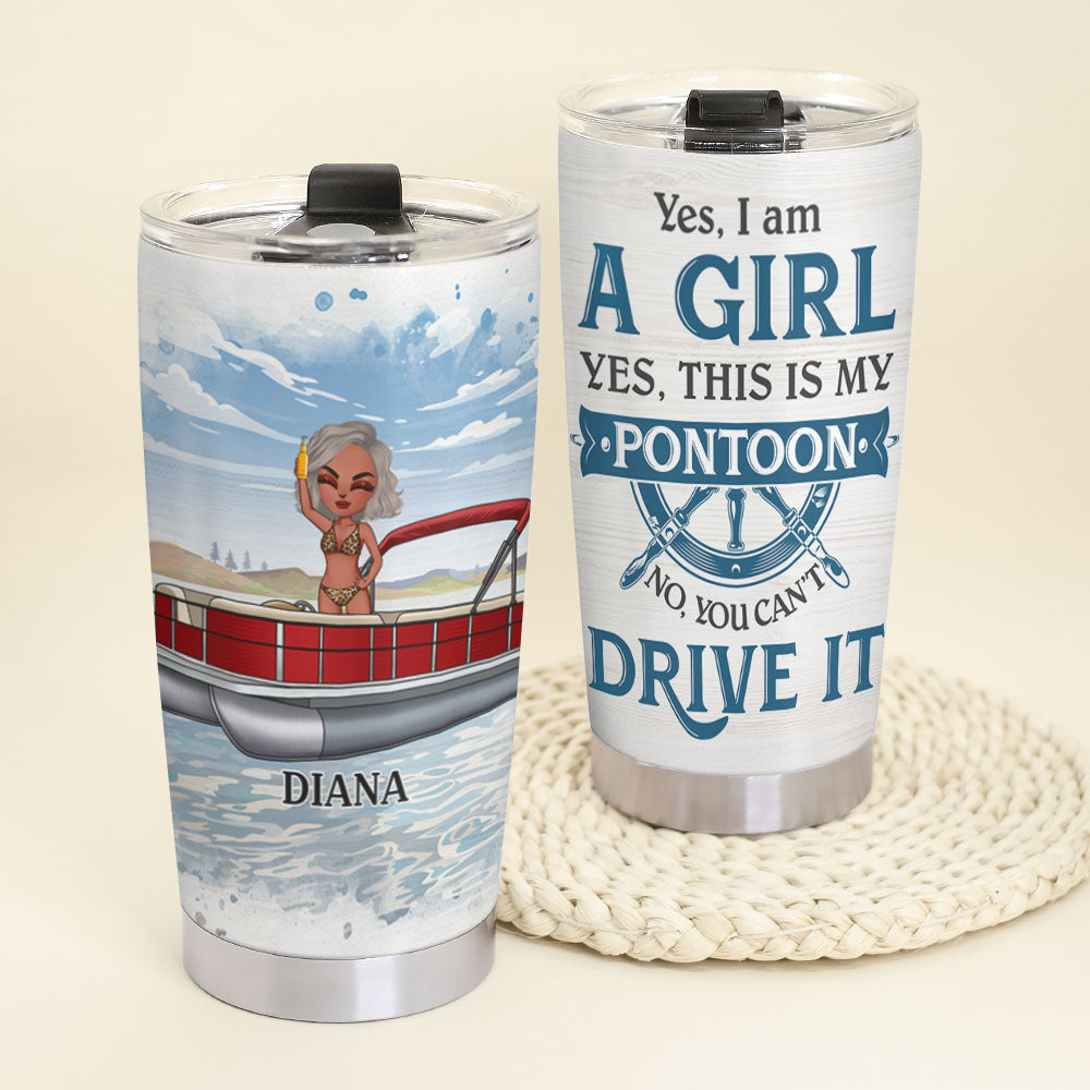 Personalized Pontoon, TritoonTumbler Cup - You Can't Drive It - Tumbler Cup - GoDuckee