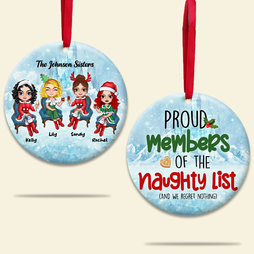 Personalized Naughty Besties Ornament, Proud Member Of The Naughty List - Ornament - GoDuckee