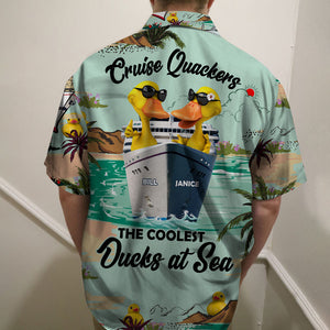 Personalized Cruising Ducks Hawaiian Shirt - Cruise Quackers The Coolest Ducks At Sea - Palm Cruise Pattern - Hawaiian Shirts - GoDuckee