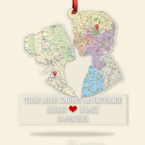True Love Knows No Distance Personalized Acrylic Ornament - Ornament - GoDuckee