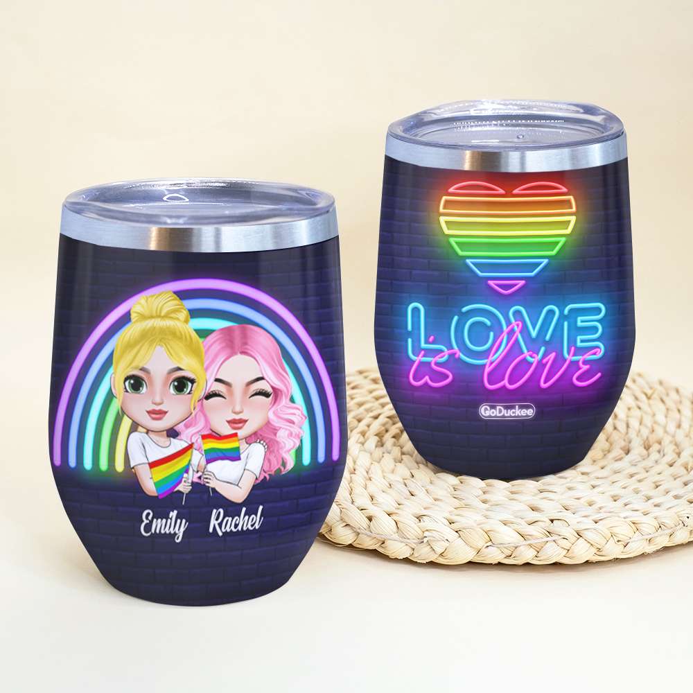 Love Is Love - Personalized Wine Tumbler - Wine Tumbler - GoDuckee