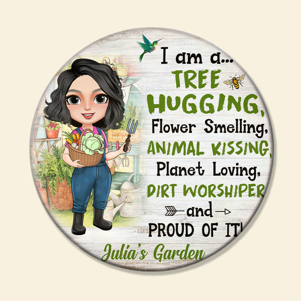 Garden Girl I Am A... - Personalized Round Wooden Sign - Wood Sign - GoDuckee