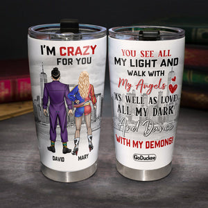 You See All My Light And Walk With My Angels Personalized Couple Tumbler Gift For Couple - Tumbler Cup - GoDuckee