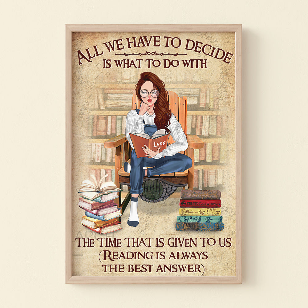 Personalized Reading Girl Poster - Reading Is Always The Best Answer - J.R.R Tolkien - Poster & Canvas - GoDuckee