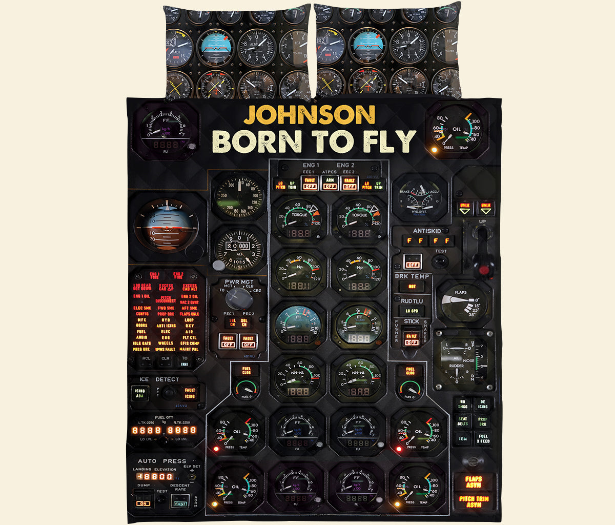 Pilot Born To Fly - Personalized Quilt Bed Set - Quilts & Comforters - GoDuckee