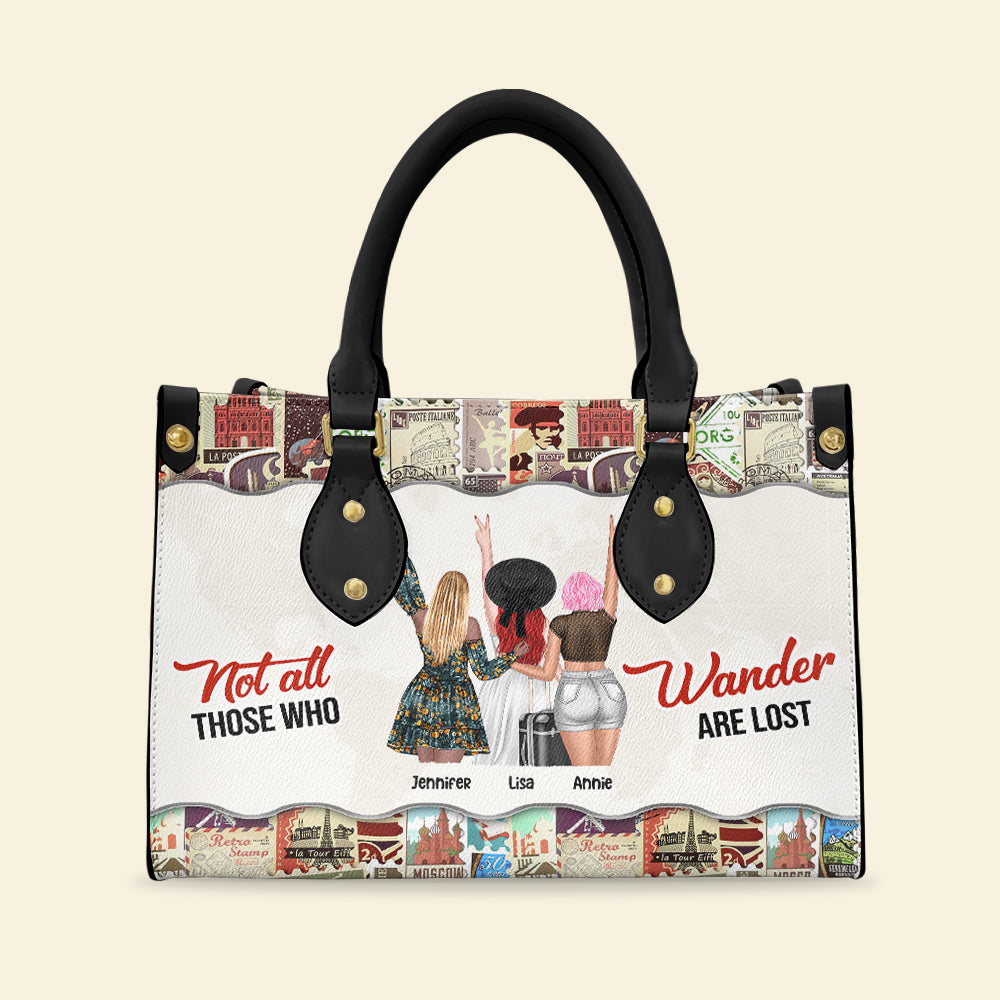 Traveling Not All Those Who Wander Are Lost - Personalized Leather Bag - Leather Bag - GoDuckee