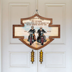Biker Couple I'd Go Riding With You Personalized 3D 2-Layered Wood Art - Wood Sign - GoDuckee