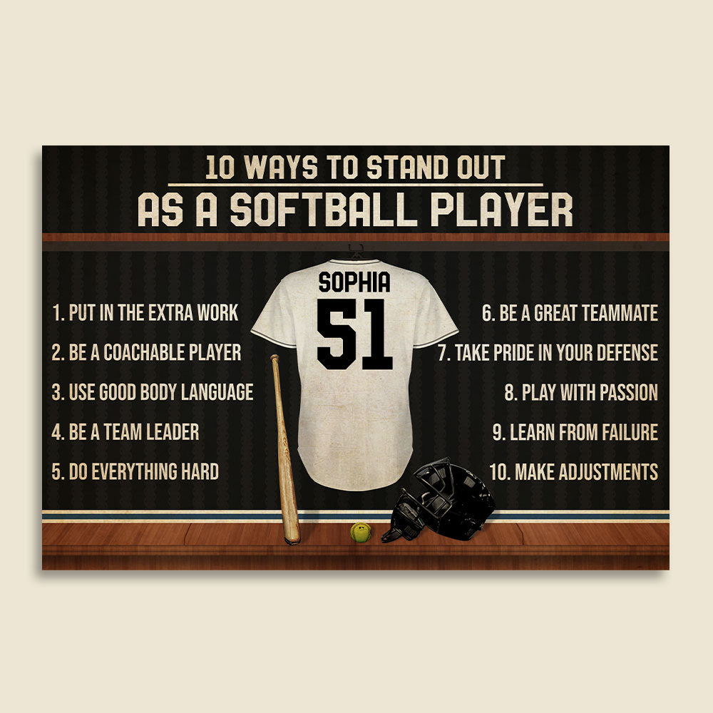 Personalized Softball Uniform Poster - 10 Ways To Stand Out As A Softball Player - Retro - Poster & Canvas - GoDuckee