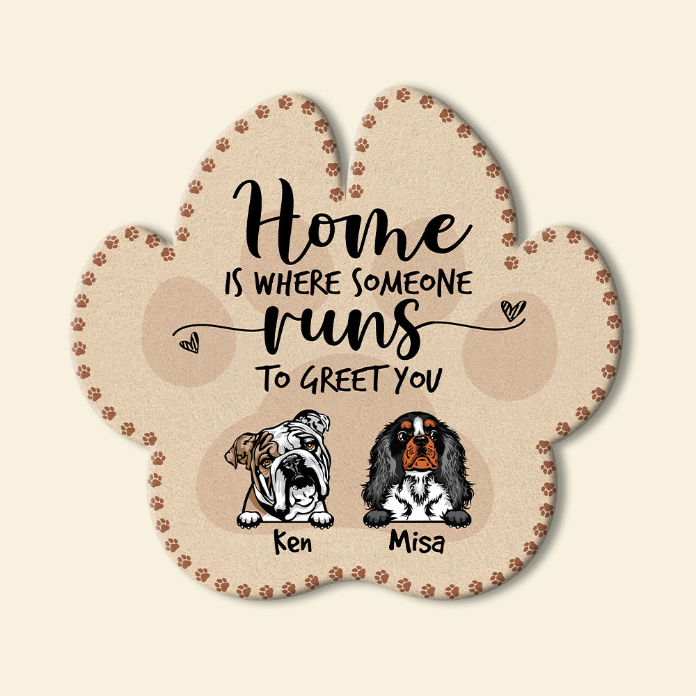 Dog's Paw Shape Doormat - Personalized Dog Breeds - Home Is Where Someone Runs To Greet You - Doormat - GoDuckee