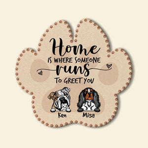 Dog's Paw Shape Doormat - Personalized Dog Breeds - Home Is Where Someone Runs To Greet You - Doormat - GoDuckee