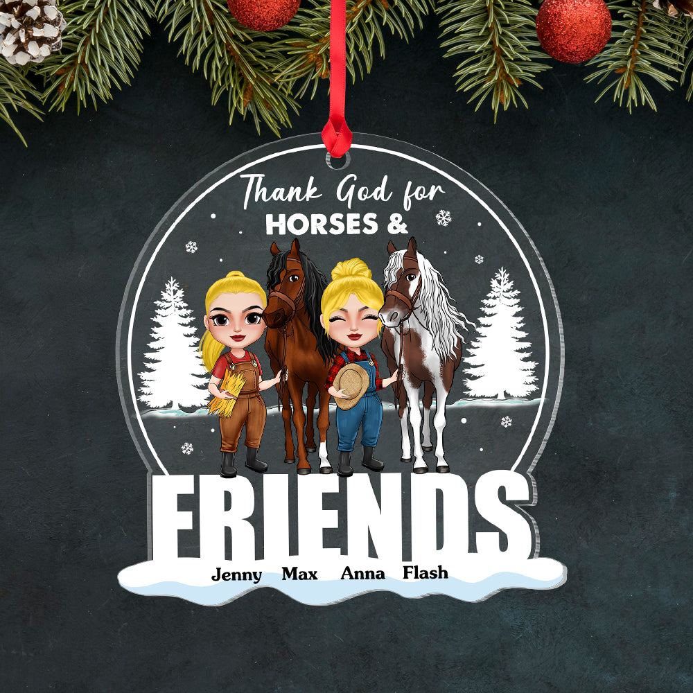 Thank God For Horses & Friends Personalized Horse Ornament, Christmas Tree Decor - Ornament - GoDuckee