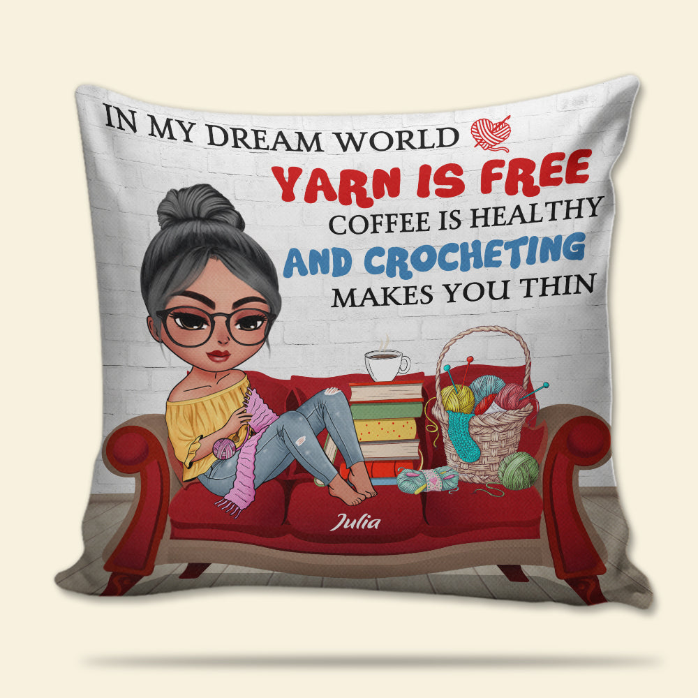 Crochet In My Dream World - Personalized Pillow - Pillow - GoDuckee