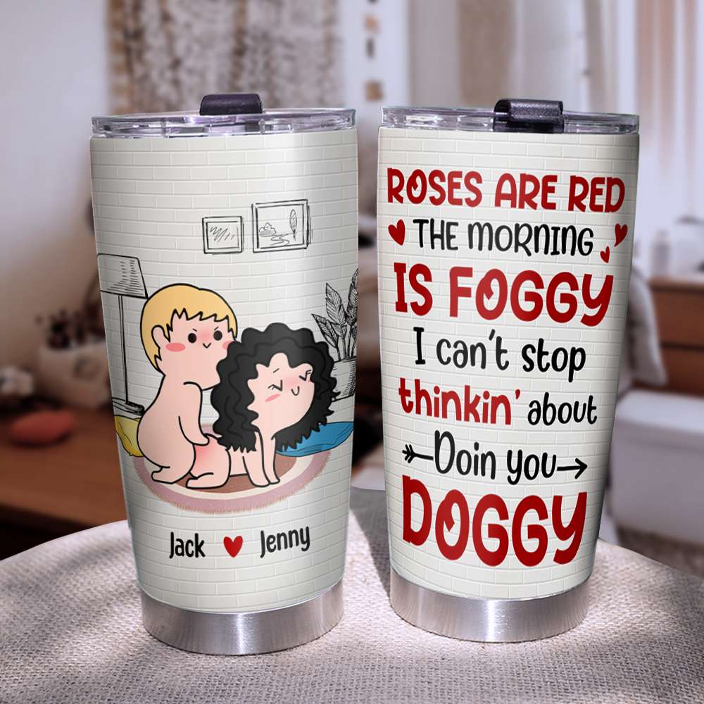 Roses Are Red The Morning Is Foggy Personalized Couple Pillow, Blanket, White Mug, Tumbler, Gift For Couple - Pillow - GoDuckee