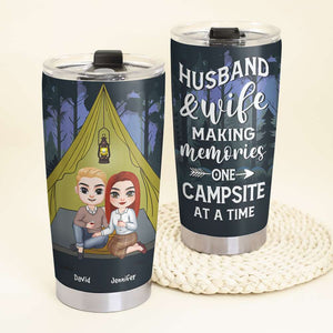 Husband And Wife Making Memories One Campsite At A Time, Gift For Couple, Personalized Tumbler - Tumbler Cup - GoDuckee