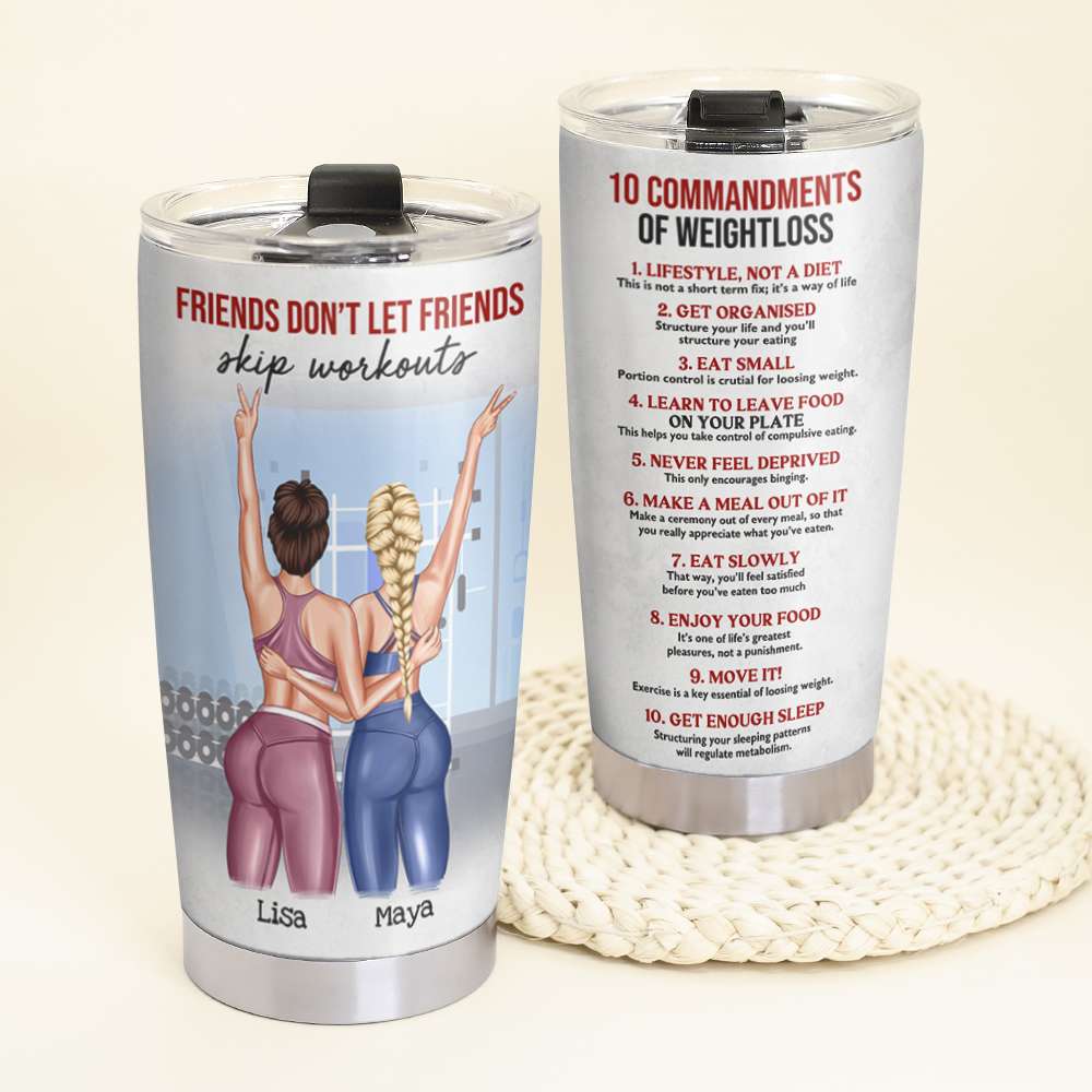 Personalized Gym Bestie Tumbler Cup - Friends Don't Let Friends - Tumbler Cup - GoDuckee