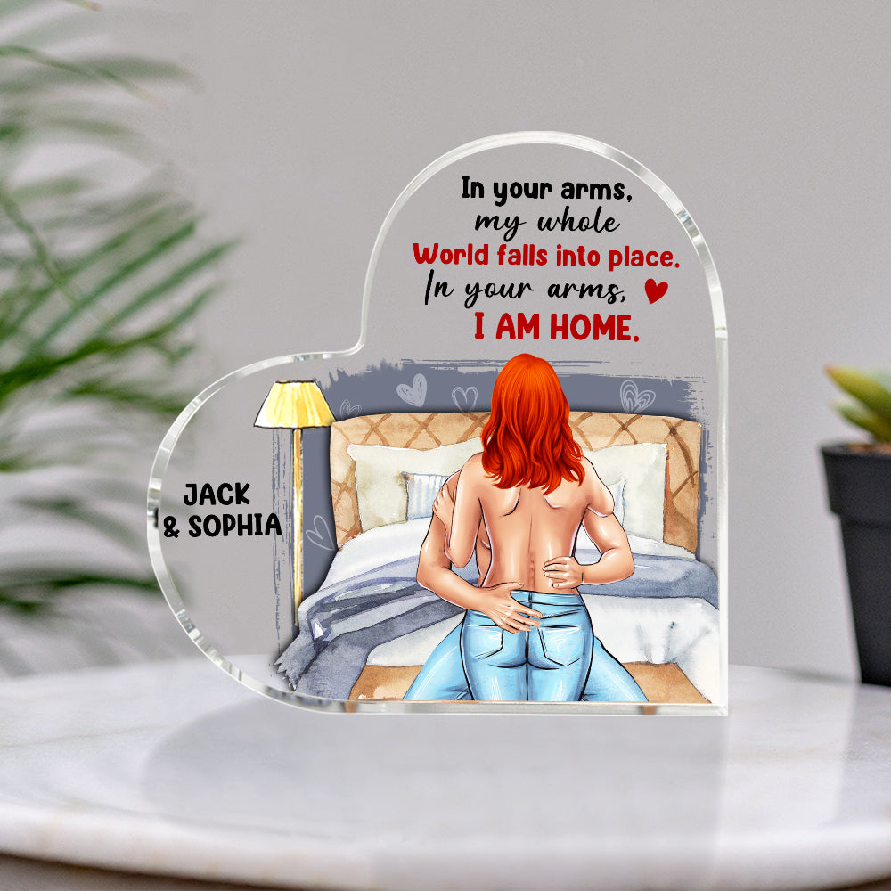 In Your Arms I Am Home Personalized Couple Plaque, Gift For Couple - Decorative Plaques - GoDuckee