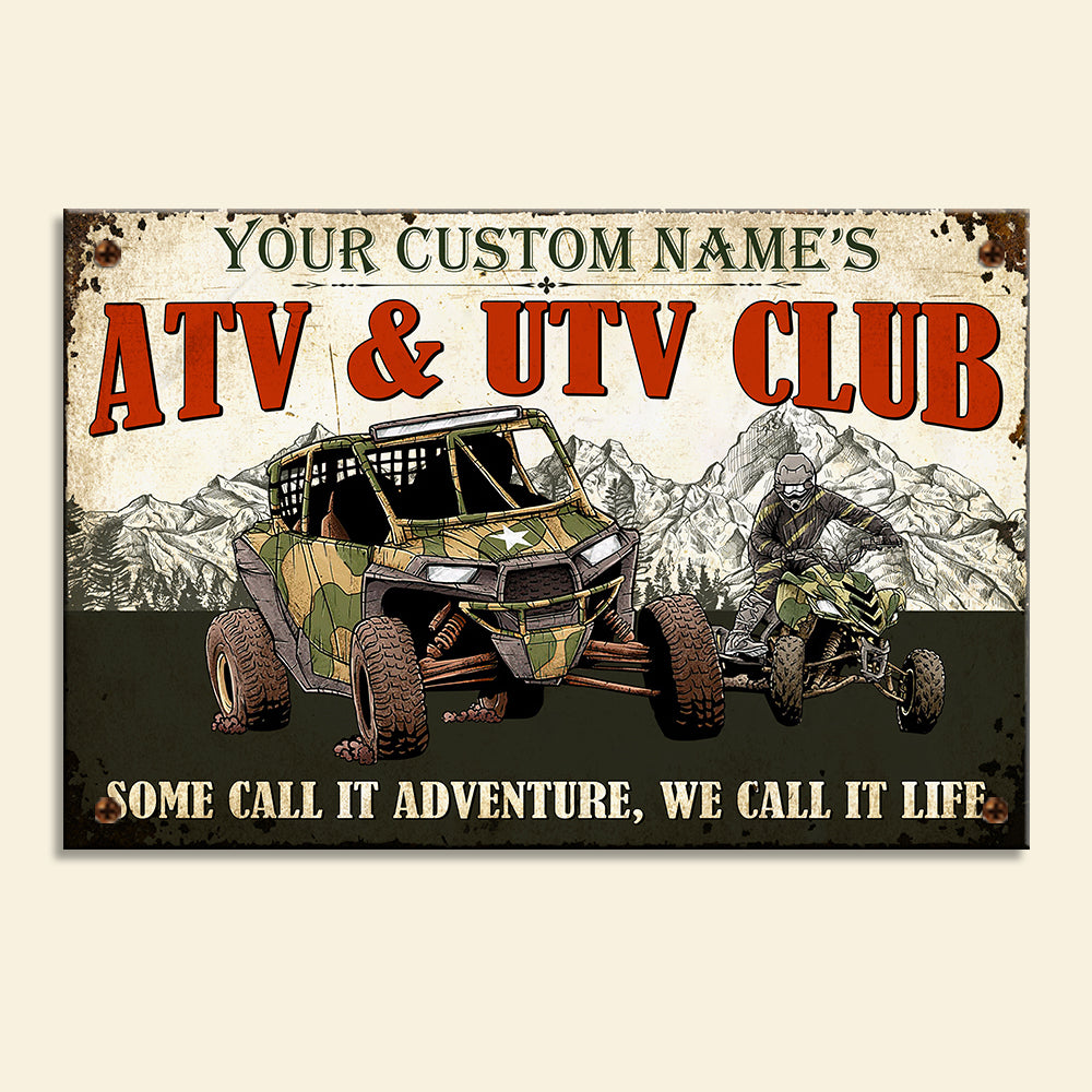 UTV & ATV Car Metal Sign - UTV & ATV Club - Camo Pattern - Metal Wall Art - GoDuckee