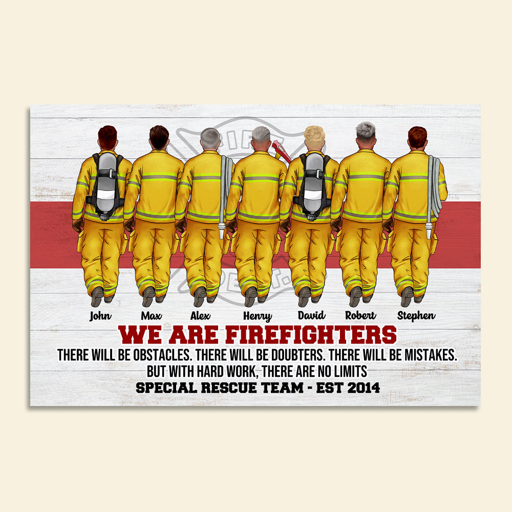 Personalized Firefighter Brother & Sister Poster - We Are Firefighters - Thin Red Line Background - Poster & Canvas - GoDuckee
