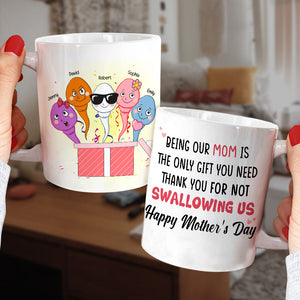 Thank You For Not Swallowing Us, Personalized Coffee Mug, Surprising With Mom Coffee Mug, Mother's Day, Birthday Gift For Mom - Coffee Mug - GoDuckee