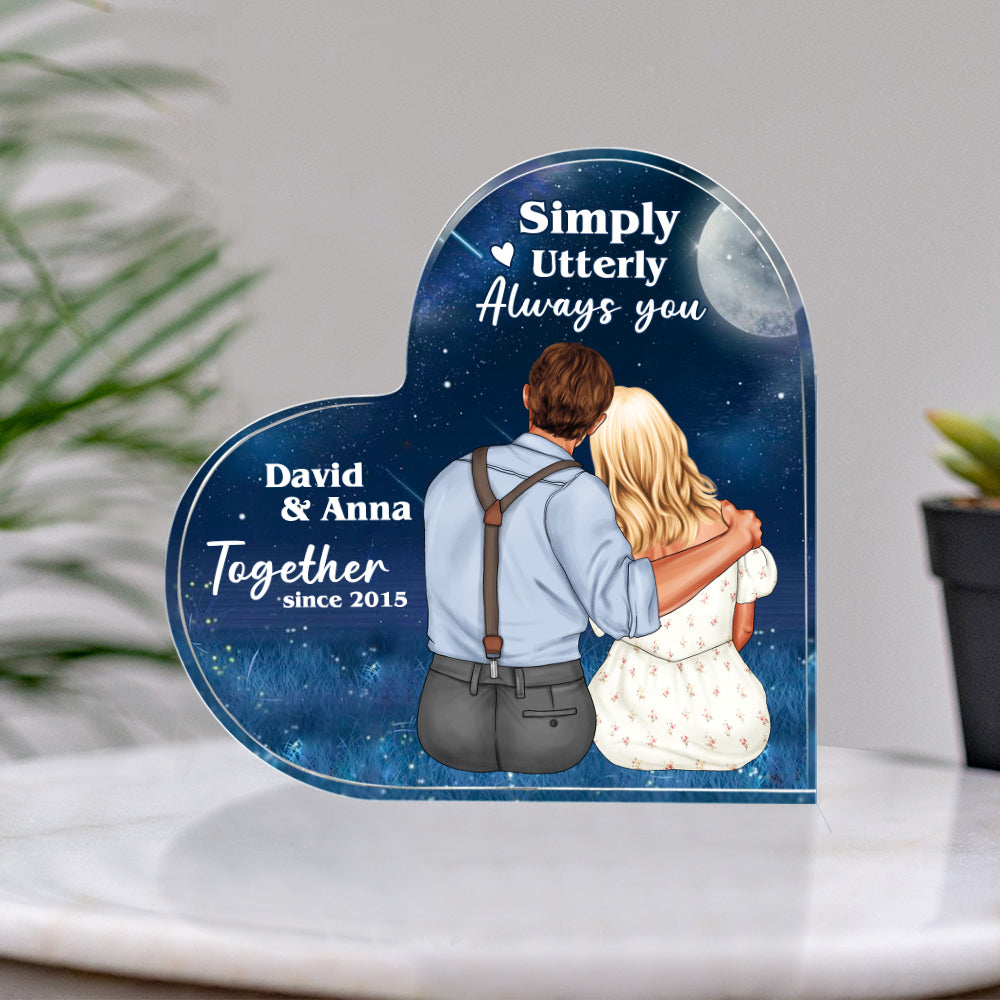 Simply Utterly Always You Personalized Couple Plaque, Gift For Couple - Decorative Plaques - GoDuckee