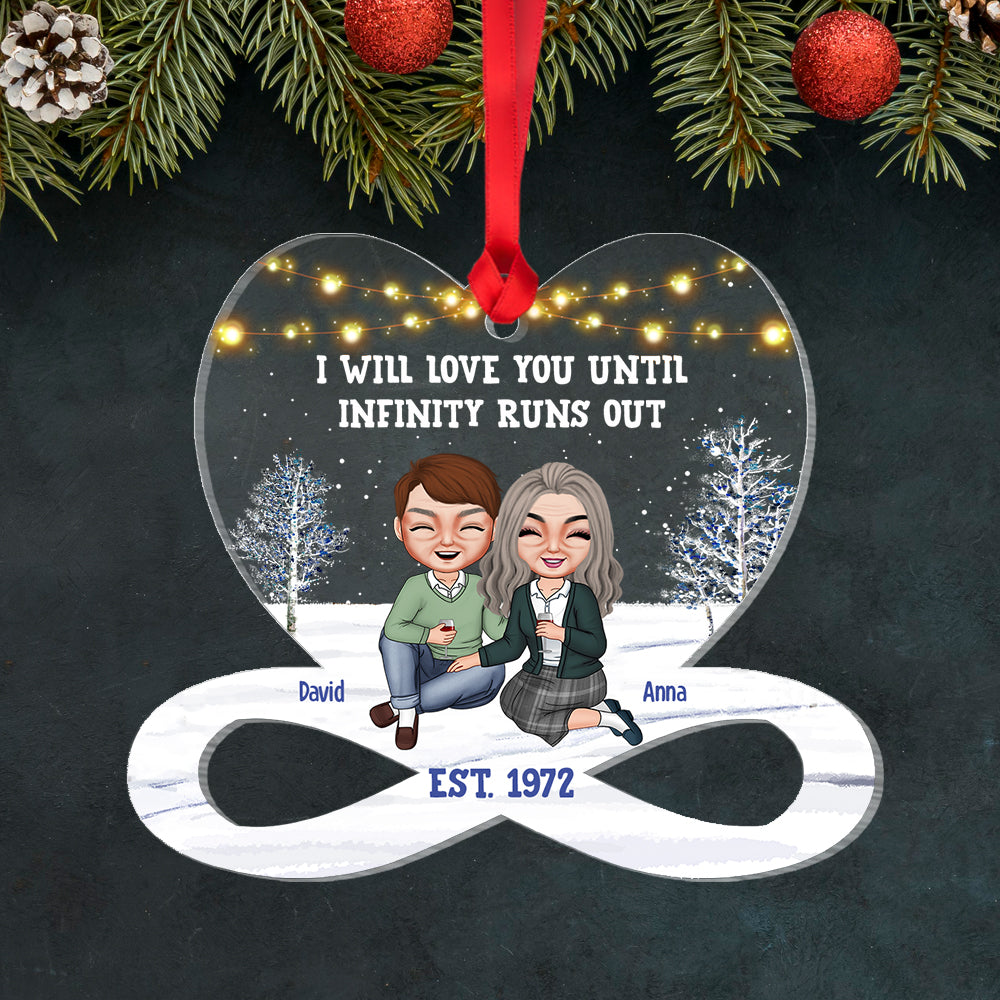 I Will Love You Until Infinity Runs Out - Personalized Old Couple Ornament, Christmas Gift - Ornament - GoDuckee