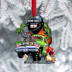 Hot Rod Old Skool Mouse - Personalized Christmas Ornament - Christmas Gift For Drag Racer - Ornament - GoDuckee