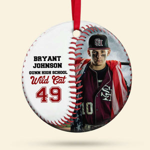 Baseball Player Custom Photo & Team Name Ceramic Ornament - Ornament - GoDuckee