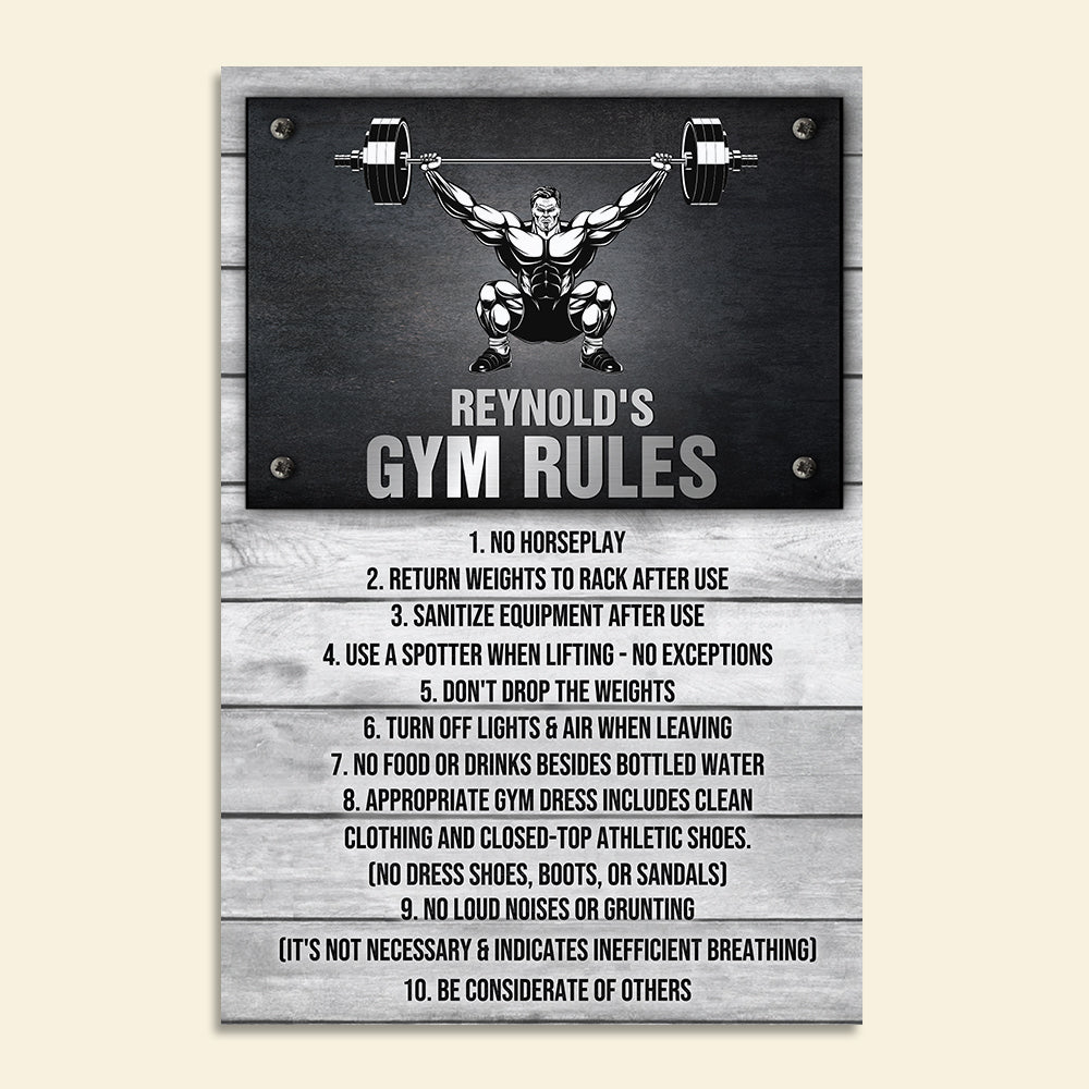 Personalized Weightlifting Men Poster - Gym Rules - Black & White Art - Poster & Canvas - GoDuckee