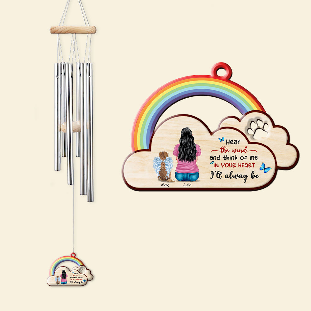 In Your Heart I'll Always Be, Personalized Memorial Pet Rainbow Wind Chimes - Wind Chimes - GoDuckee