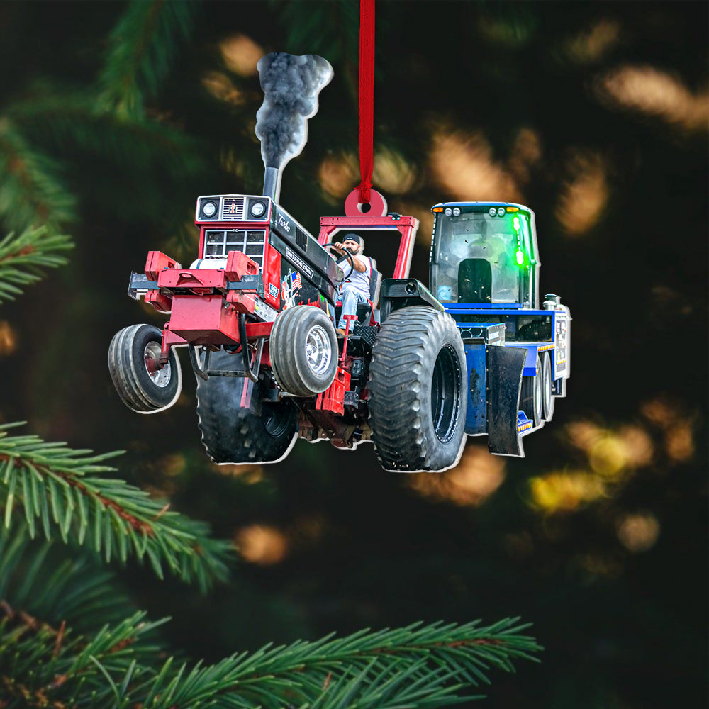 Custom Photo Tractor Pulling Ornament, Christmas Tree Decor, Gift For Motorsport Lovers - Ornament - GoDuckee