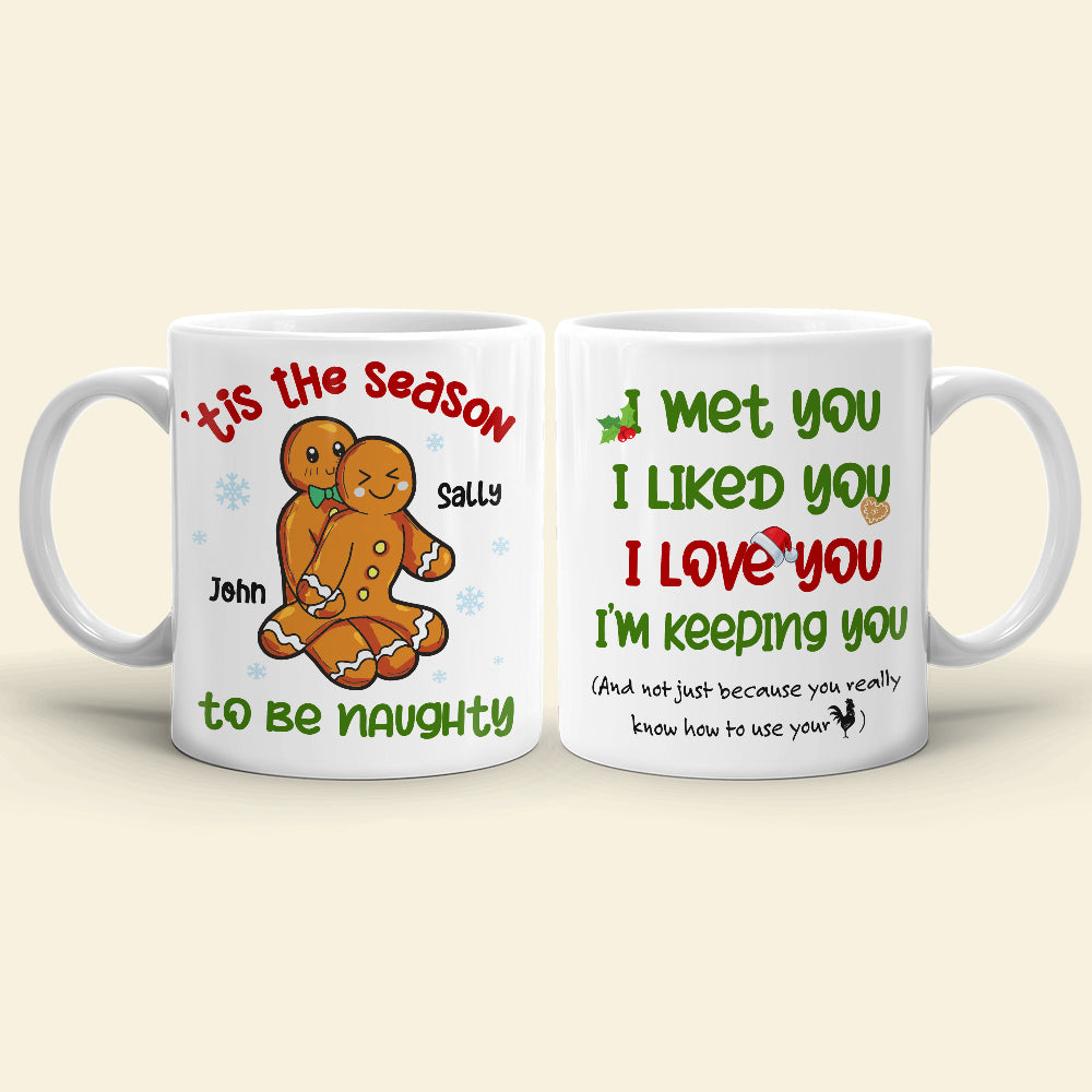 Tis The Season To Be Naughty Couple, Personalized Mug - Christmas Gift For Couples - Coffee Mug - GoDuckee