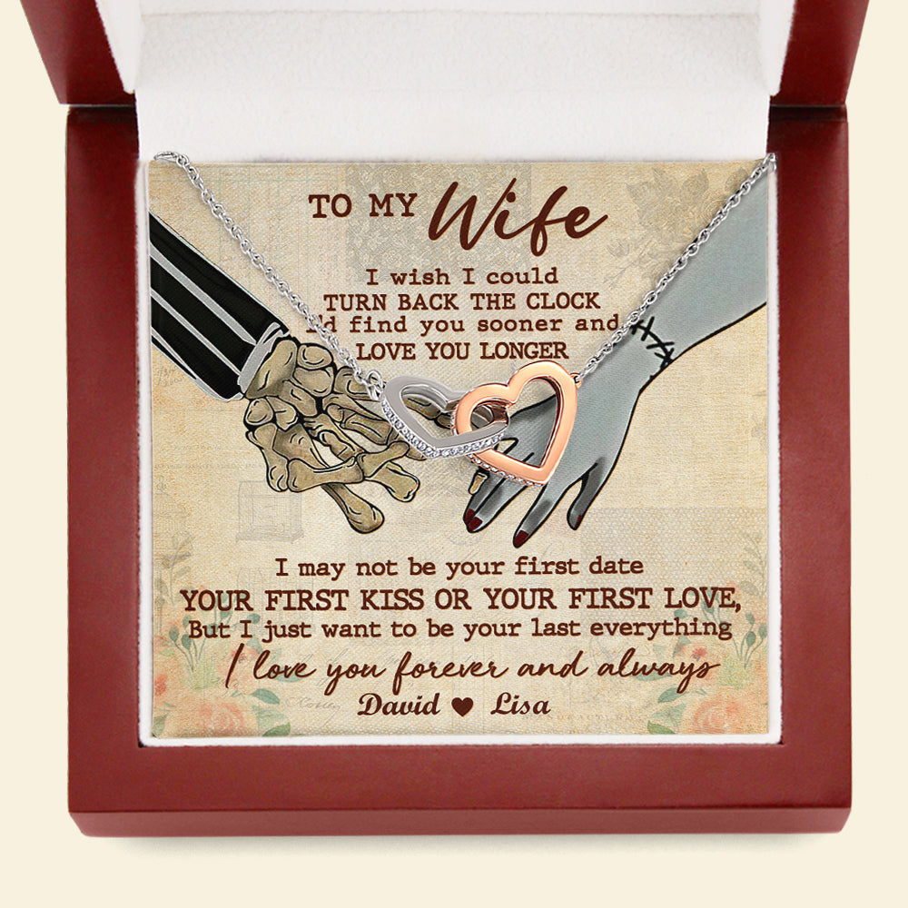 Couple I Wish I Could - Personalized Interlocking Hearts Necklace - Jewelry - GoDuckee