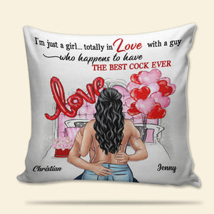 I'm Just A Girl Totally In Love With a Guy, Personalized Couple Pillow, Gift For Couples - Pillow - GoDuckee